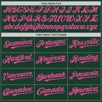Custom Name and Number Baseball Jersey - Personalized Green White-Pink Pinstripe Authentic Fashion Jersey Personalized Green