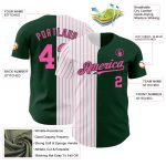 Custom Name and Number Baseball Jersey - Personalized Green White-Pink Pinstripe Authentic Fashion Jersey Personalized Green