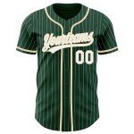 Personalized Authentic Baseball Jersey with Custom Name and Number - Green White Pinstripe City Design Personalized Green