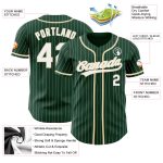 Personalized Authentic Baseball Jersey with Custom Name and Number - Green White Pinstripe City Design Personalized Green