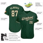 Custom Name Number Authentic Baseball Jersey - Personalized Green White Pinstripe Cream-Black Design Personalized Green White