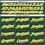 Custom Name Number Personalized Green White Pinstripe Gold Authentic Baseball Jersey Personalized Green White Pinstripe Gold-White