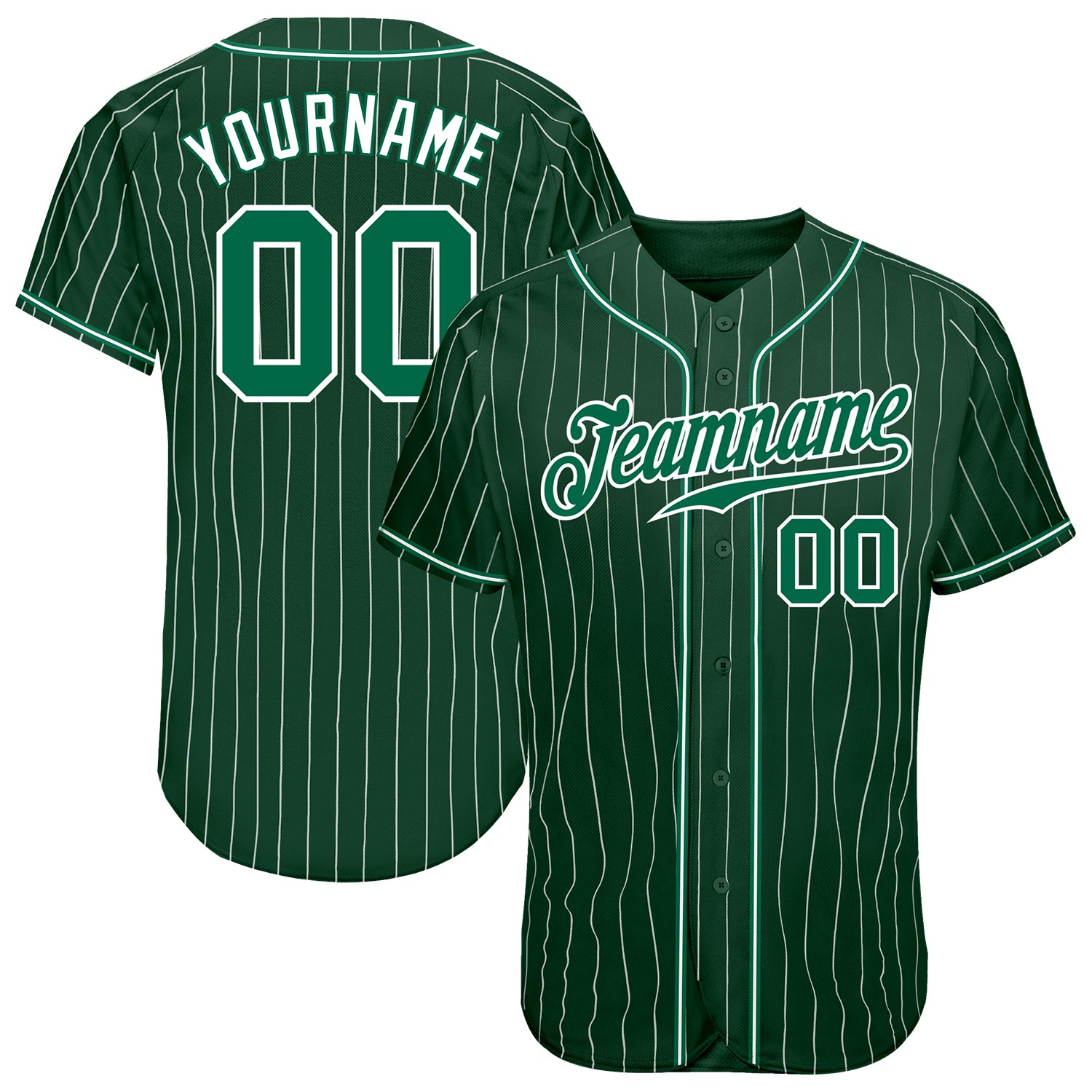 Custom Kelly Green White Pinstripe Baseball Jersey with Personalized Name and Number - Authentic Team Gear Personalized Green