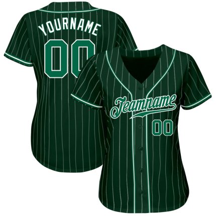 Custom Kelly Green White Pinstripe Baseball Jersey with Personalized Name and Number - Authentic Team Gear Personalized Green