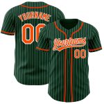 Custom Name Number Orange White Green Pinstripe Authentic Baseball Jersey Personalized Green White Pinstripe Orange Authentic
