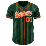 Custom Name Number Orange White Green Pinstripe Authentic Baseball Jersey Personalized Green White Pinstripe Orange Authentic