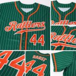Custom Name and Number Personalized Green White Pinstripe Baseball Jersey - Authentic Design Personalized Green White Pinstripe