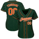 Custom Name and Number Personalized Green White Pinstripe Baseball Jersey - Authentic Design Personalized Green White Pinstripe