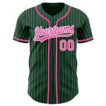 Custom Authentic Baseball Jersey with Personalized Name & Number - Green White Pinstripe Design Personalized Green White