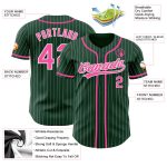 Custom Authentic Baseball Jersey with Personalized Name & Number - Green White Pinstripe Design Personalized Green White