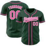 Custom Authentic Baseball Jersey with Personalized Name & Number - Green White Pinstripe Design Personalized Green White