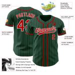 Custom Red White Green Pinstripe Baseball Jersey with Personalized Name and Number - Authentic Team Apparel Personalized