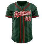 Custom Red White Green Pinstripe Baseball Jersey with Personalized Name and Number - Authentic Team Apparel Personalized
