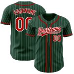 Custom Red White Green Pinstripe Baseball Jersey with Personalized Name and Number - Authentic Team Apparel Personalized