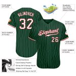 Custom Authentic Baseball Jersey with Personalized Name and Number in Green White Pinstripe Design Personalized Green White