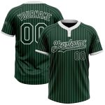 Custom Unisex Softball Jersey with Personalized Name and Number - Green White Pinstripe Two-Button Design Personalized Green
