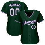 Custom Name Number Authentic Baseball Jersey Personalized Green White Purple Personalized Green White-Purple Authentic Baseball