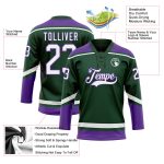 Customizable Green White Purple Hockey Jersey with Personalized Name and Number Personalized Green White-Purple Hockey Lace