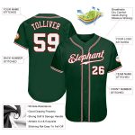 Custom Name and Number Authentic Baseball Jersey - Personalized Green White Red Team Jersey Personalized Green White-Red