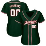 Custom Name and Number Authentic Baseball Jersey - Personalized Green White Red Team Jersey Personalized Green White-Red