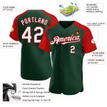 Custom Name and Number Baseball Jersey - Personalized Green White-Red Authentic Raglan Sleeves Personalized Green White-Red