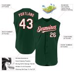 Personalized Authentic Green White Red Sleeveless Baseball Jersey Personalized Green White-Red Authentic Sleeveless Baseball