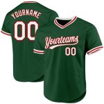 Custom Name Number Authentic Throwback Baseball Jersey in Green White Red - Personalized Team Jersey Personalized Green White-Red