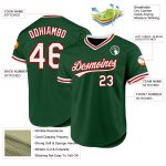 Custom Name Number Authentic Throwback Baseball Jersey in Green White Red - Personalized Team Jersey Personalized Green White-Red