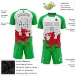 Custom Welsh Flag Soccer Jersey - Personalized Green, White, Red & Black Uniform with Name and Number Personalized Green