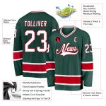 Personalized Hockey Jersey in Green White and Red - Custom Team Apparel Personalized Green White-Red Hockey Jersey