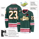 Custom Name and Number Personalized Hockey Jersey in Green White Red - Team Jersey Personalized Green White-Red Hockey Jersey