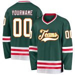 Custom Name and Number Personalized Hockey Jersey in Green White Red - Team Jersey Personalized Green White-Red Hockey Jersey