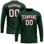 Custom Team Name and Number Long Sleeve Performance T-Shirt - Personalized Green White Red Personalized Green White-Red Long