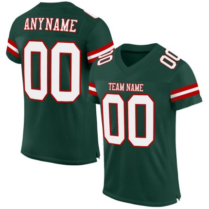Personalized Authentic Football Jersey in Green White and Red Mesh Personalized Green White-Red Mesh Authentic Football Jersey