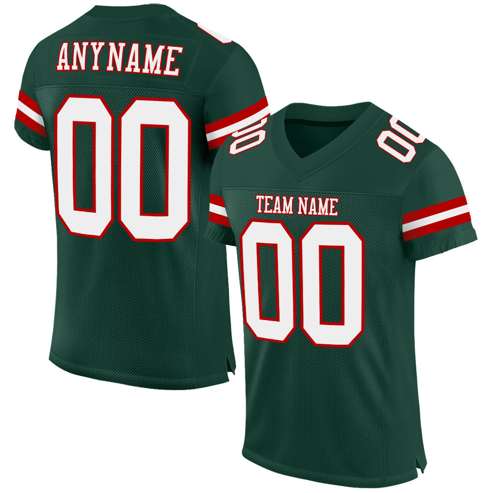 Personalized Authentic Football Jersey in Green White and Red Mesh Personalized Green White-Red Mesh Authentic Football Jersey