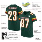 Custom Authentic Football Jersey with Personalized Name and Number - Green White-Red Mesh Team Design Personalized Green