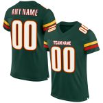 Custom Authentic Football Jersey with Personalized Name and Number - Green White-Red Mesh Team Design Personalized Green