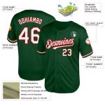 Custom Throwback Baseball Jersey - Personalized Green White-Red Mesh with Name & Number Personalized Green White-Red Mesh