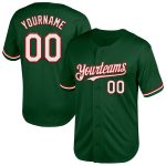 Custom Throwback Baseball Jersey - Personalized Green White-Red Mesh with Name & Number Personalized Green White-Red Mesh