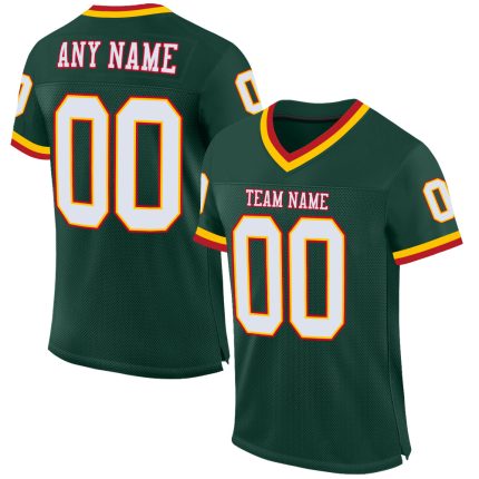 Personalized Green Red White Mesh Authentic Throwback Football Jersey Personalized Green White-Red Mesh Authentic Throwback