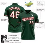 Custom Team Name Number Green White Red Performance Golf Polo Shirt Personalized Green White-Red Performance Vapor Golf Polo