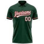 Custom Team Name Number Green White Red Performance Golf Polo Shirt Personalized Green White-Red Performance Vapor Golf Polo