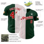 Custom Name & Number Personalized Green White Red Pinstripe Baseball Jersey - Authentic Split Fashion Team Gear Personalized