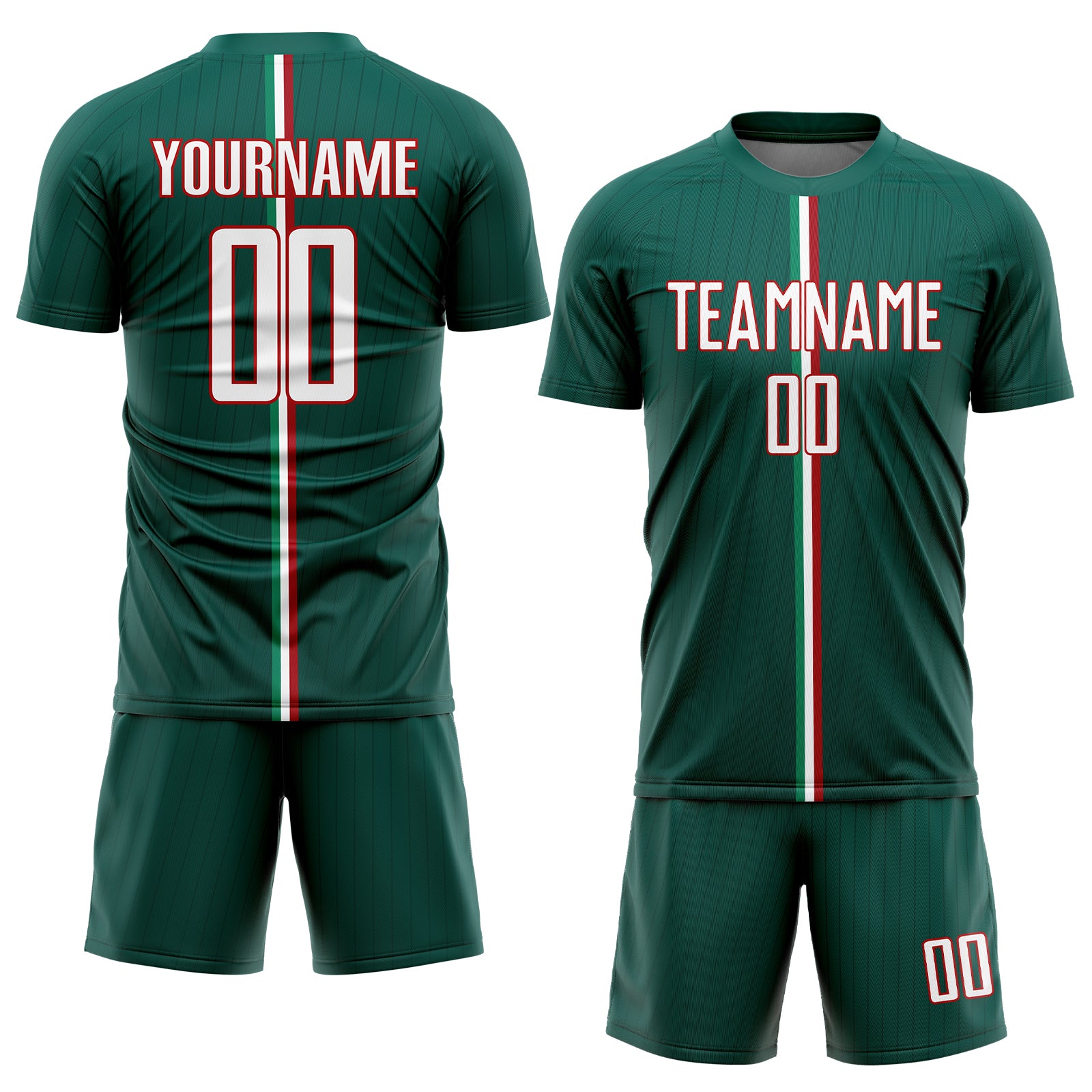Personalized Green White-Red Sublimation Mexico Soccer Uniform Jersey Team Custom Name and Number Personalized Mexico Soccer Jersey with Custom Name and Number - Green White-Red Sublimation Uniform Personalized Green White-Red - Image 2