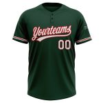 Custom Team Softball Jersey Unisex, Personalized Green White-Red, Two-Button with Name and Number Personalized Green White-Red