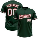 Custom Team Softball Jersey Unisex, Personalized Green White-Red, Two-Button with Name and Number Personalized Green White-Red