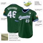 Custom Name and Number Personalized Baseball Jersey - Green White-Royal Authentic Throwback Style Personalized Green White-Royal