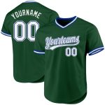 Custom Name and Number Personalized Baseball Jersey - Green White-Royal Authentic Throwback Style Personalized Green White-Royal