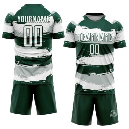 Custom Personalized Soccer Jersey - Green and White Sublimation Uniform with Team Name and Number Personalized Green White