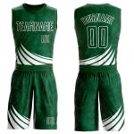 Custom Name and Number Basketball Jersey Sublimation Team Suit Green White Wind Shapes Round Neck Personalized Green White